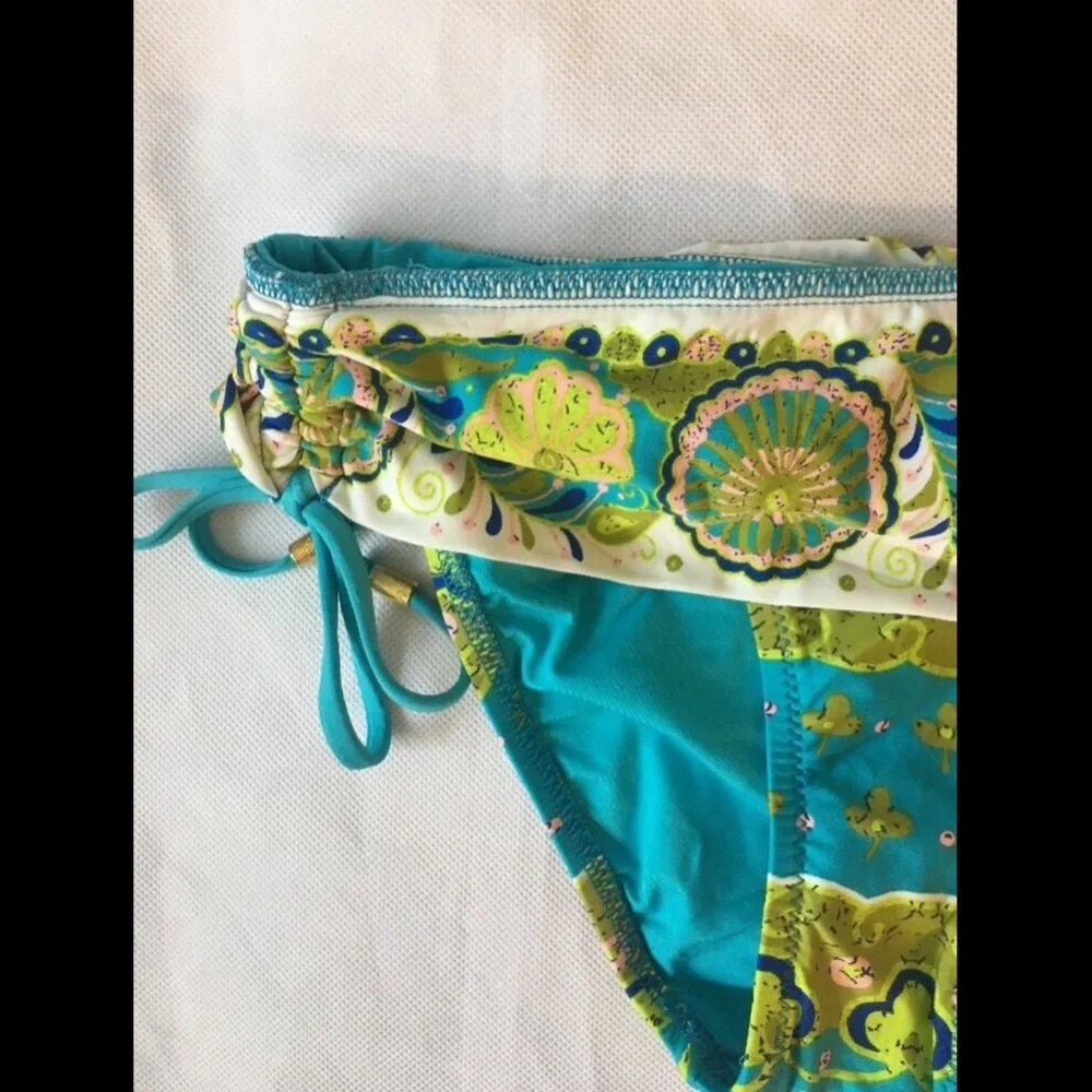 NWT Trina‎ Turk [ 6 ] Woodblock Sash Hipster Bikini Bottom in Pool